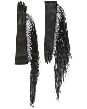 Sportmax "angel1234" Leather Long Gloves Accessories - Black