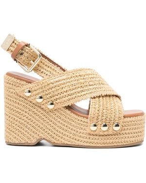 Maje 110Mm Woven Sandals - Natural