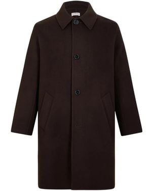Fursac Wool Button-Front Overcoat - Black