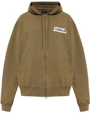 Balenciaga Masking Tape Hoodie Met Rits - Groen