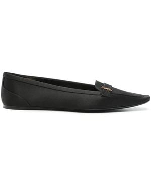 Saint Laurent Poppy Satin Ballets - Black