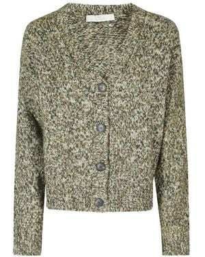 Tela Marl-Knit V-Neck Cardigan - Green
