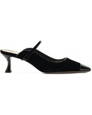 Alexandre Birman Tita Wave Patent-Toe Mules - Black