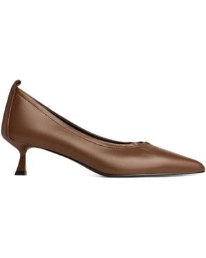 12 STOREEZ 45Mm Pointed Leather Pumps - Brown