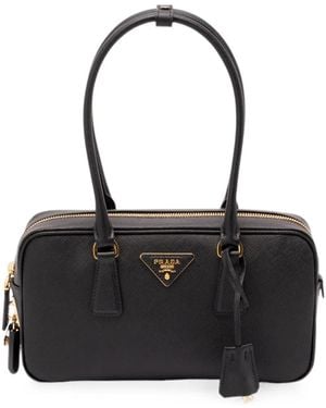 Prada Triangle-Logo Tote Bag - Black