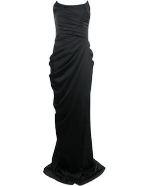 Ana Radu Ruched Corset-Style Strapless Dress - Black
