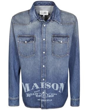 MM6 by Maison Margiela Logo-Print Denim Overshirt - Blue