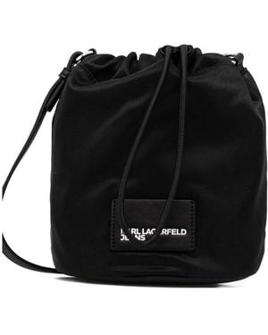 KARL LAGERFELD Sac À Bandoulière À Lien De Resserrage Et Écusson À Logo - Black