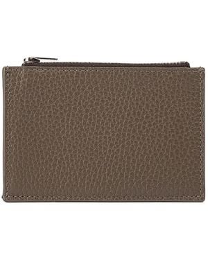 Doucal's Mud Leather Zip Card Holder - Brown