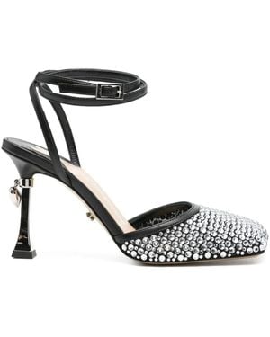 Mach & Mach 95 Mm Pumps Verfraaid Met Kristallen En Enkelbandje - Zwart