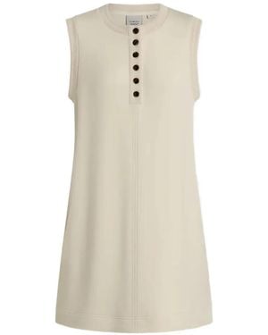 Varley Vestido Corto Elba Con Botones Sin Mangas - Blanco