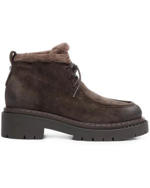 Ash Demi Shearling-Trim Ankle Boots - Brown
