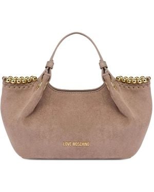 Love Moschino Bead-Embellished Faux-Suede Shoulder Bag - Brown