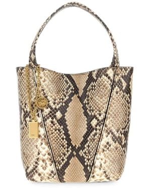 Chloé Small Spin Snake-Print Leather Tote Bag - White