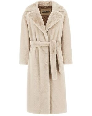 Herno Soft Alternative Fur Coat - Natural