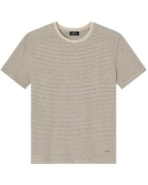 A.P.C. Camiseta A Rayas Horizontales - Gris