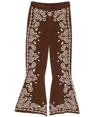 FARM Rio Bohemian Paisley Knitted Flared Pants - Brown