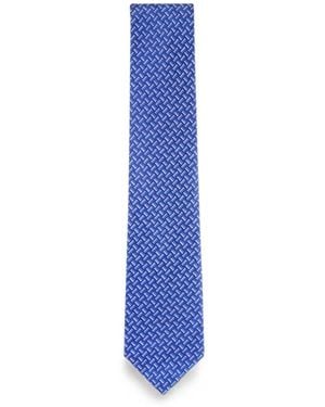Brioni Geometric-Pattern Tie - Blue