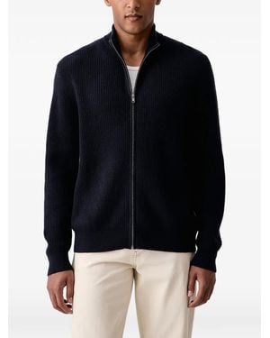 Les Deux Ribbed-Knit Zip-Up Cardigan - Blue