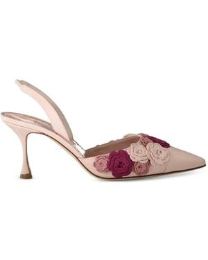 Manolo Blahnik Svemutasli Floral-Appliqué Pumps - Pink