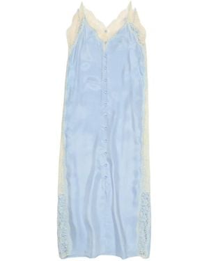 Bimba Y Lola Light Slip Dress With Contrast Lace Trim - Blue
