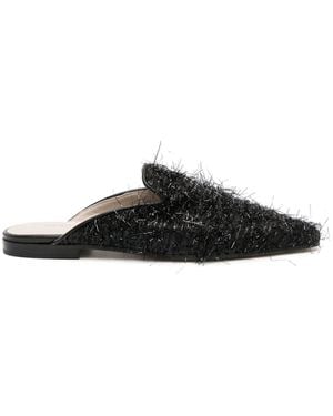 Fabiana Filippi Textured-Finish Square-Toe Mules - Black