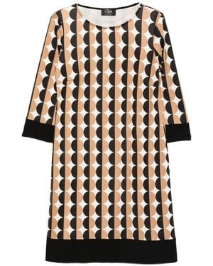 Clips Geometric-Print Midi Dress - White