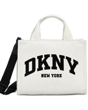 DKNY Small Logo-Print Canvas Tote Bag - White