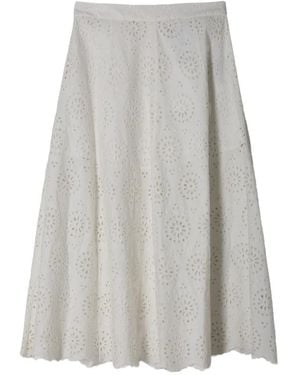 FRAME Falda Midi Con Ojales - Gris