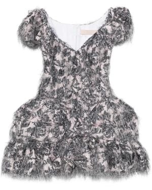 Chopova Lowena Bernardette V-Neck Ruffled Mini Dress - Grey