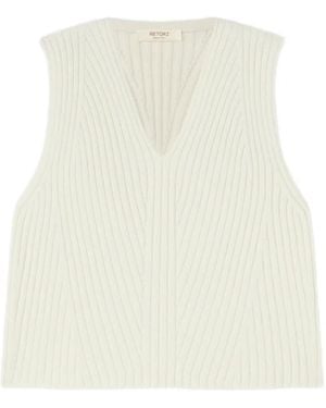 RETORI Ribbed-Knit V-Neck Vest - White