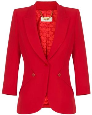 Elisabetta Franchi Jacket Made Of Lightweight Crêpe Fabric And Satin - Red
