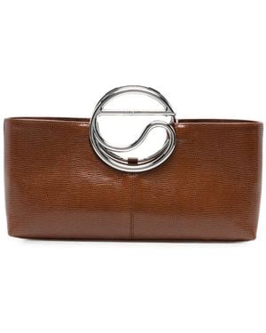 Coperni Lizard-Effect Clutch Bag - Brown