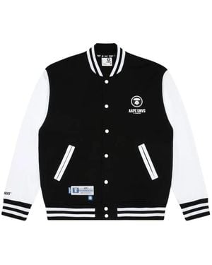 Aape By A Bathing Ape Moonface Patch Baseball Jacket - Black