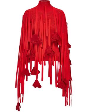 Ferragamo Mesh-Sweatshirt mit Blumendetail - Rot