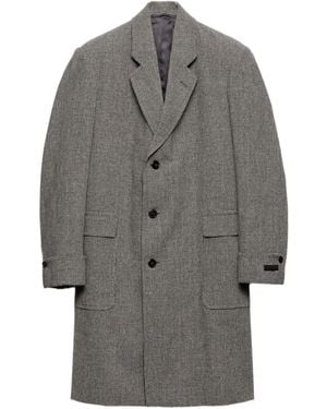 Prada Cappotto Monopetto Con Motivo Pied-De-Poule - Grigio