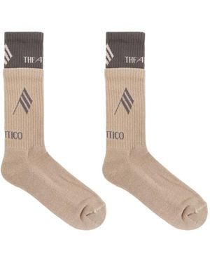 The Attico Taupe Socks With Logo - White