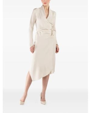 Peter Cohen Victor Long-Sleeve Wrap Midi Dress - Natural