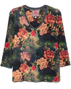 Johnny Was The Janie T-Shirt Mit V-Ausschnitt - Blau