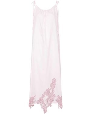 Acne Studios Floral-Lace Detail Poplin Midi Dress - Pink