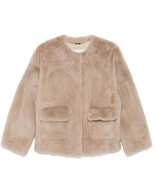 Manzoni 24 Round-Neck Flap-Pocket Coat - Natural