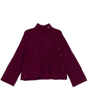 Eric Bompard Long-Sleeves Buttoned Sweater - Purple