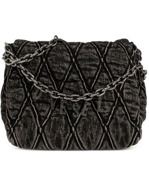 DIESEL Charm-D Diamond-Quilted Shoulder Bag - Black