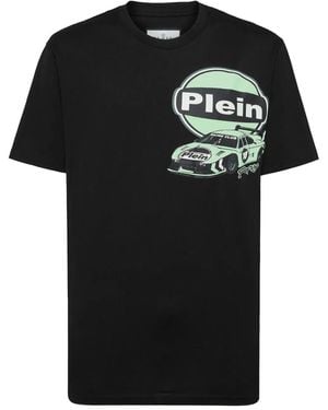Philipp Plein Jersey T-Shirt Round Neck Ss Cars Racing - Black