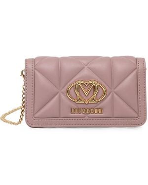 Love Moschino Bandolera Acolchada Con Placa Del Logo - Rosa