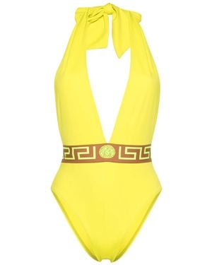 Versace ロゴストラップ ワンピース水着 - イエロー