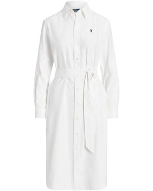 Polo Ralph Lauren Logo-Embroidered Linen Shirtdress - White
