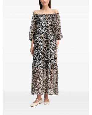 Ouí Off-Shoulder Animal-Print Maxi Dress - Black