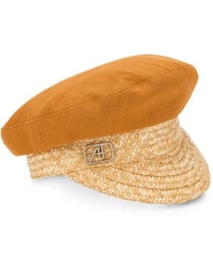Alberta Ferretti Woven-Visor Linen Cap - Orange