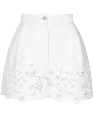 Dolce & Gabbana Floral Cut-Out Shorts - White
